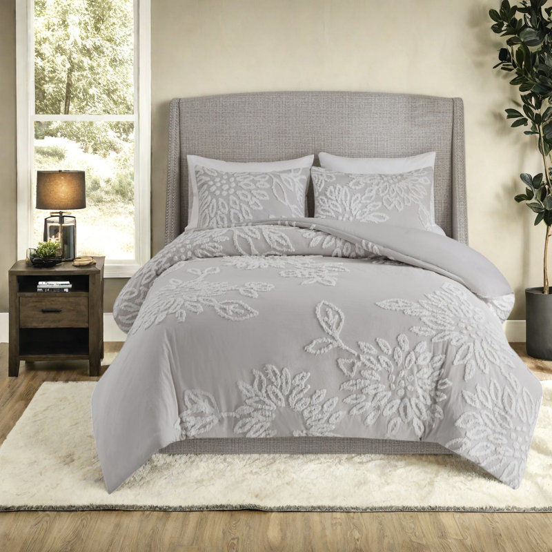 Comfortable Cotton Bedding Sets, Tufted Chenille Floral King/cal King, Farmhouse Style