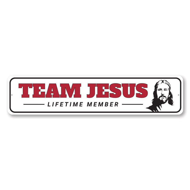 Enseigne en aluminium Team Jesus, H 4 po x l 18 po x P 0,04 po