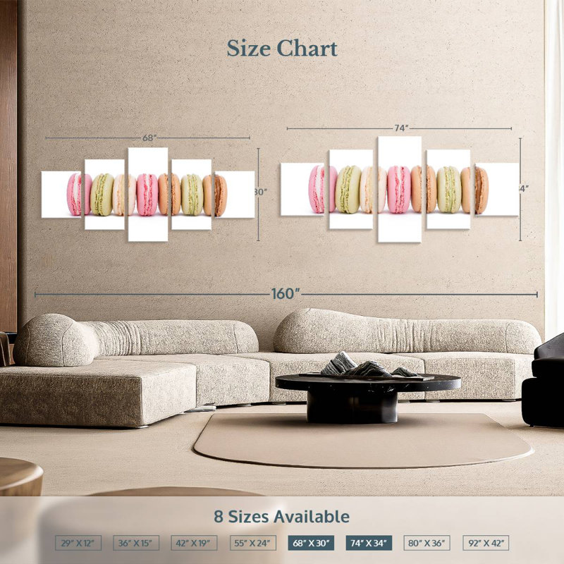 Macarons assortis, H 30 po x l 68 po