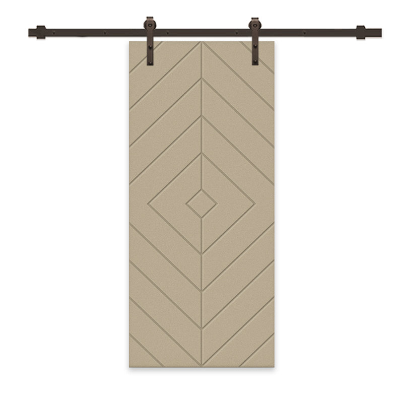 Porte de grange en bois et métal avec quincaillerie d'installation, H 96 po x l 30 po, Crème