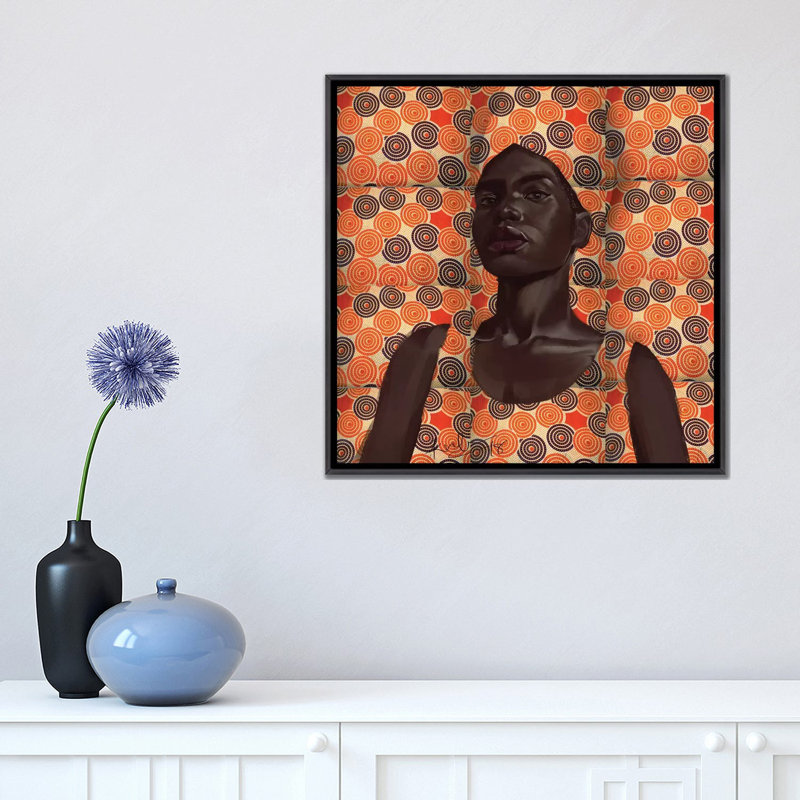 « Cire Series II » par Adekunle Adeleke, reproduction d’art, H 18 po x l 18 po x 1,5 po, Toile avec cadre noir patiné