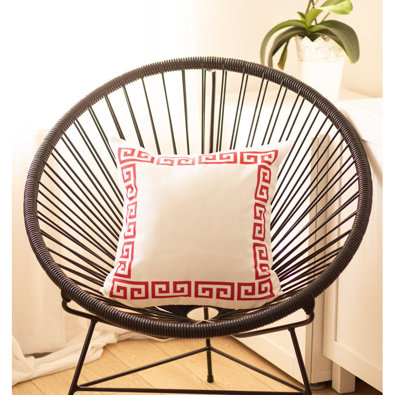 Red and White Greek Key Euro Pillow Covers Set of 2