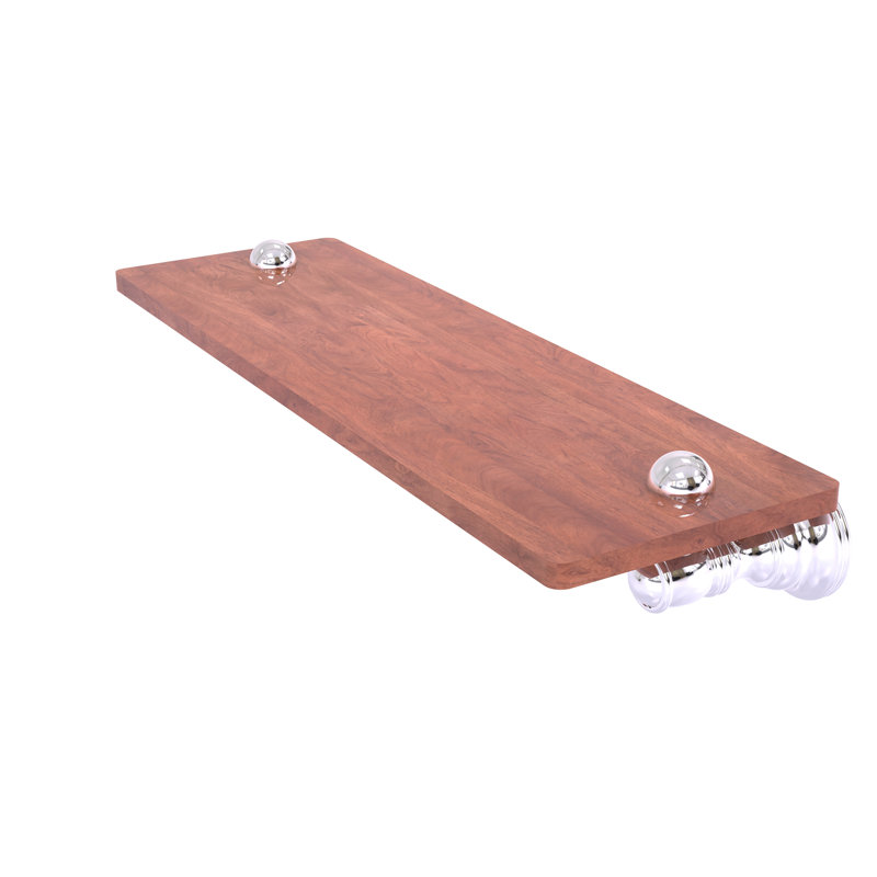Tablette en bois Freyja, H 2,4 po x l 16 po x P 5,54 po, Chrome poli