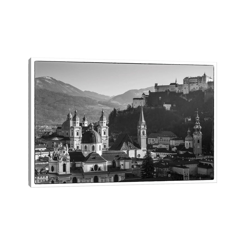Elevated View Of Buildings In City, Salzburg, Salzburgerland, Austria - Wrapped Canvas Print, 20.32 cm H x 30.48 cm W