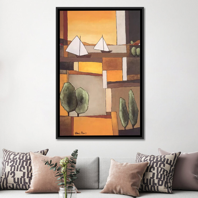 «Two Boat II», reproduction sur toile, H 26 po x l 18 po x P 1,5 po, Toile encadrée noire, Pas de tapis