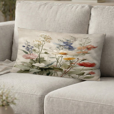 Vintage Farmhouse Bouquet Of Wildflowers Pillow - Wildflowers Printed Throw Pillow