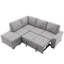 Canapé-lit modulaire en forme de L, canapé-lit d'angle avec repose-pieds avec rangement et accoudoirs cachés et charge USB pour le salon, gris