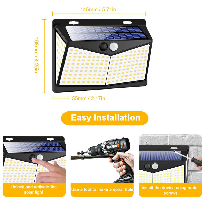 1 - Head LED Solar Powered Dusk to Dawn Outdoor Security Flood Light with Motion Sensor and Timer