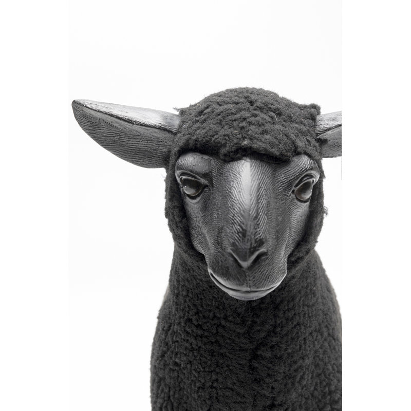 Black Happy Sheep Wool Figurine