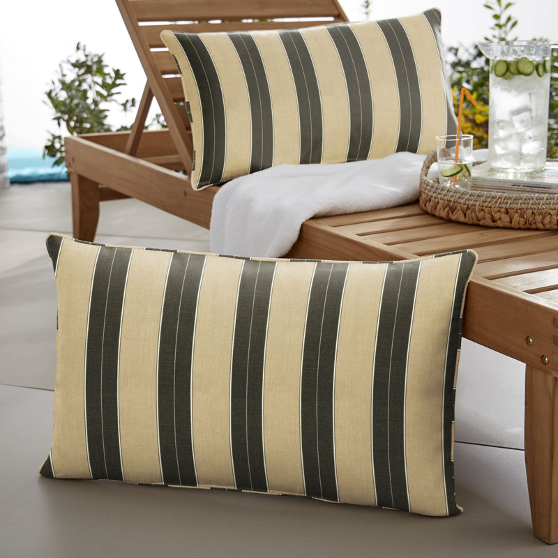 Striped Outdoor Reversible Throw Pillow