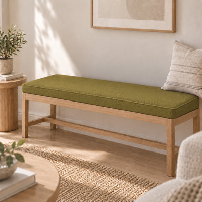 Coussin de banc sur mesure de 7,6 cm d'épaisseur pour intérieur et extérieur, avec revêtement imitation lin, mousse haute résilience 75D, dessous antidérapant et passepoil simple.