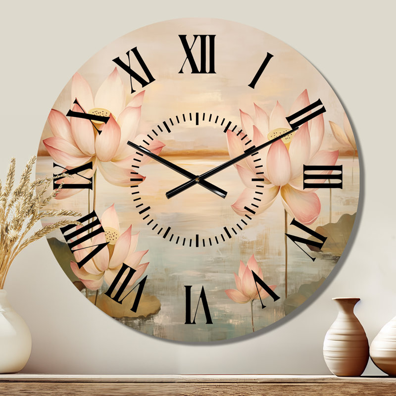 Horloge murale Blush Lotus Horizon, Surdimensionné