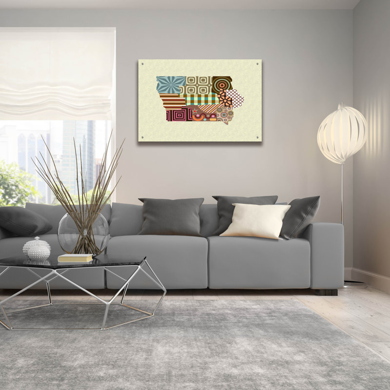 «Iowa State Map» par Lanre Adefioyue, H 24 po x l 36 po x P 0,2 po