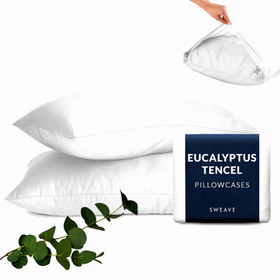CoolBreeze Tencel Pillowcases - Temperature Regulating, Light & Breathable Percale Covers - White Eucalyptus Lyocell Bedding for a Restful Sleep