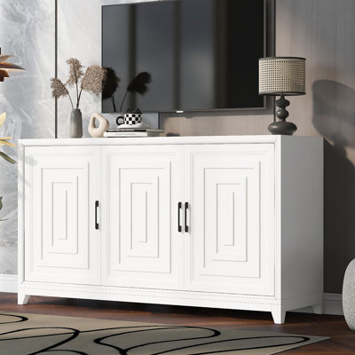 TV Stand For Tvs Up To 65 Inches, Modern Entertainment Center Media Console Cabinet With 2 Spacious Storage Space, Solid Wood Legs For Living Room (Ol
