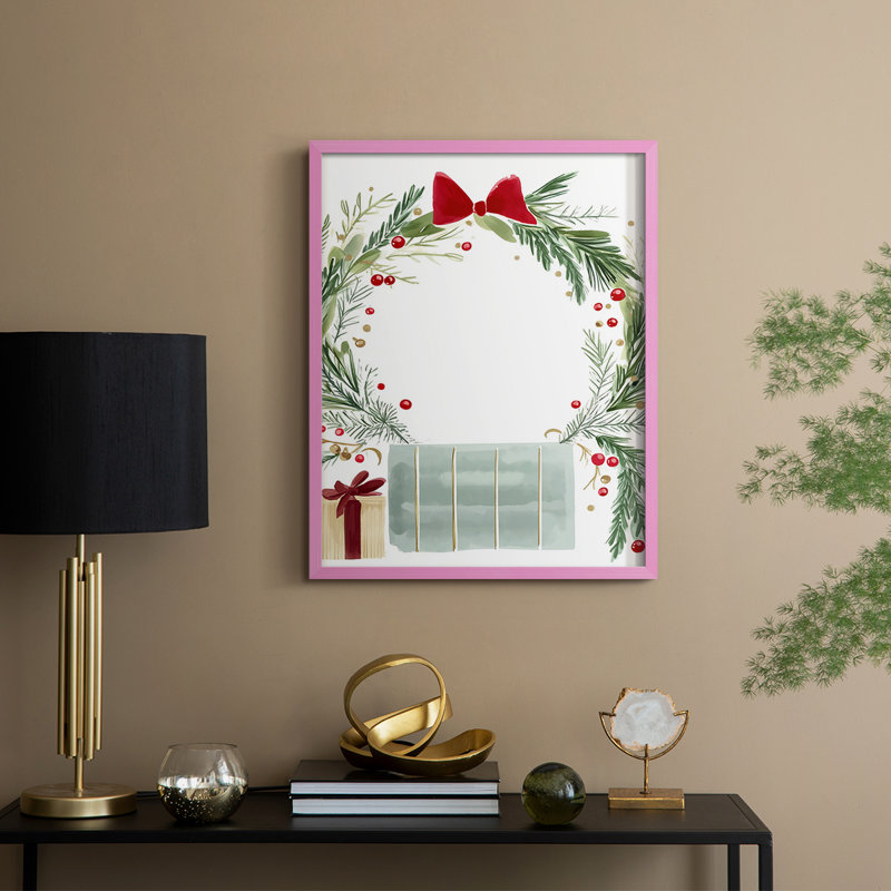 «Christmas Holiday Art CMXVI», reproduction d'art encadrée - bois massif, Rose, H 11 po x l 9 po