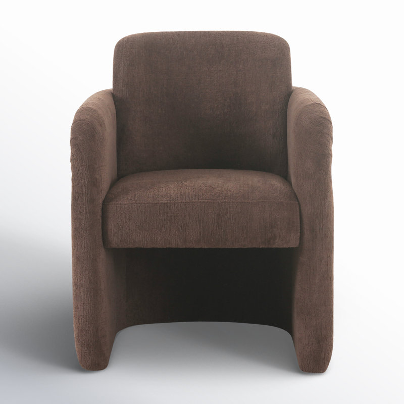 Becca Rolling Dining Arm Chair, Dark Brown Performance Chenille
