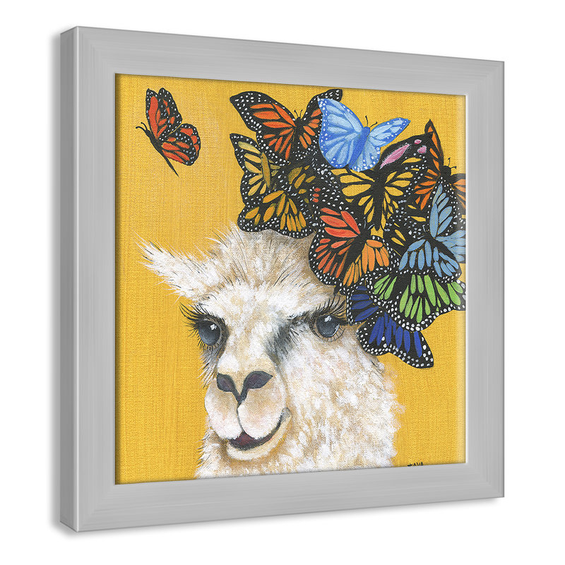 Llama Animals, 14" H x 14" W x 0.625" D, Silver Framed