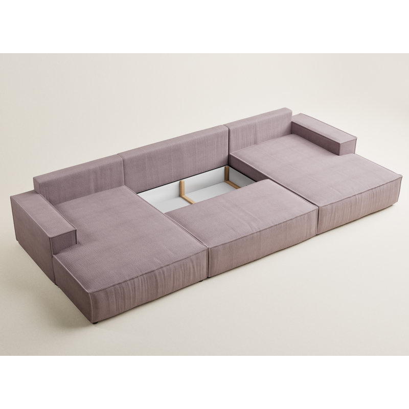 6 Seater Velvet and Corduroy Reclining Corner Sofa with Storage, Purple