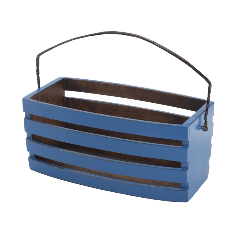 Caisse en bois massif tomate, Bleu