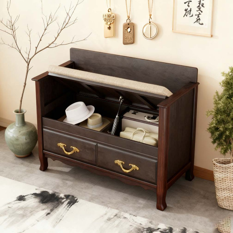 Banc à chaussures avec coussin amovible, Espresso