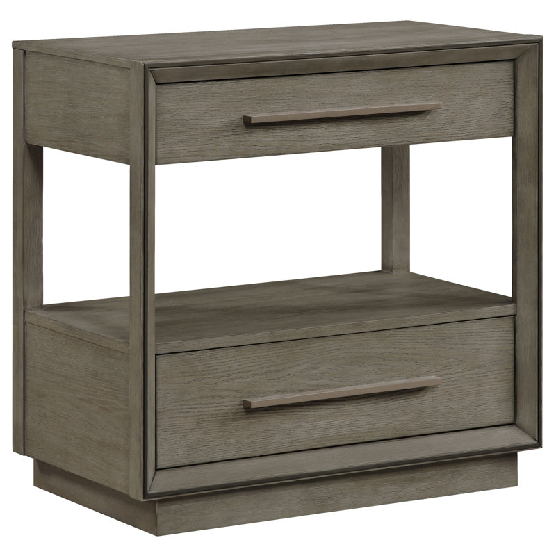 Hendrick 2-drawer Nightstand Bedside Table Taupe Oak, Brown