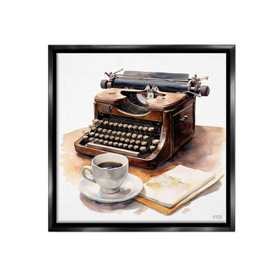 " Typewriter With Coffee Mug Floater Frame " by RB