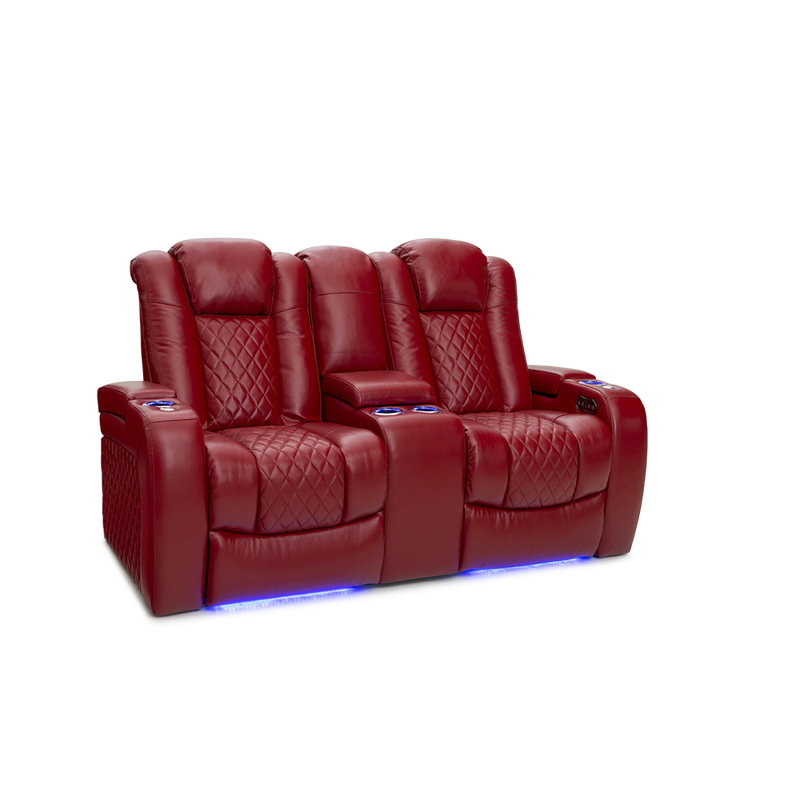 Causeuse de cinéma maison Asika, Cuir véritable rouge