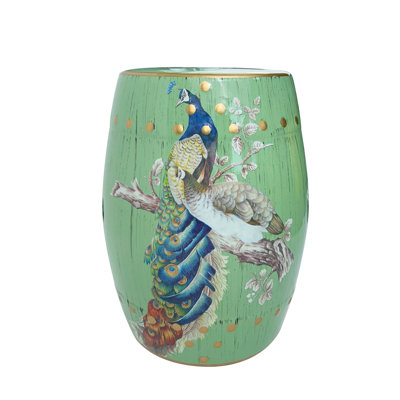 Flower and bird ceramic stool by Fleur De Lis Living