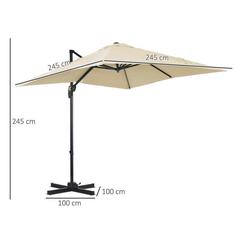 Brentton 245cm Cantilever Parasol, Cream