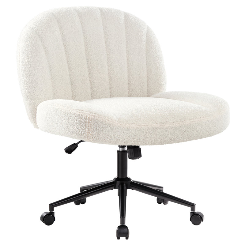 Adibah Office Chair, White, Teddy Fabric