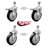 5 Inch SS Black Polyurethane ½ Inch Threaded Stem Caster Set 2 Total Lock Brake
