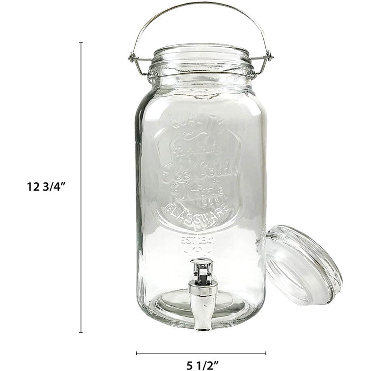 2-Gallon Glass Beverage Dispenser for Parties - 100% Leakproof