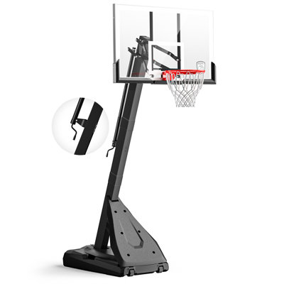 54" Portable Basketball Hoop with Adjustable Height and Square Steel Pole