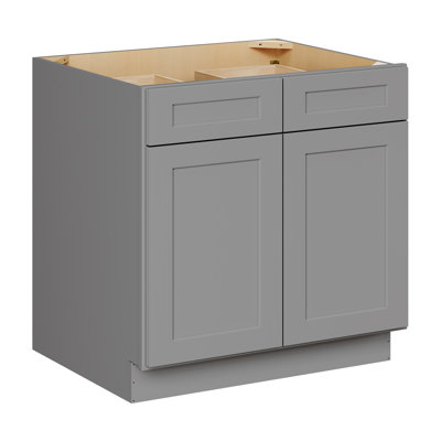 33"W * 34.5"H * 24"D Shaker Grey Ready to Assemble Shaker Base Kitchen Cabinet with Drawers and Shelves