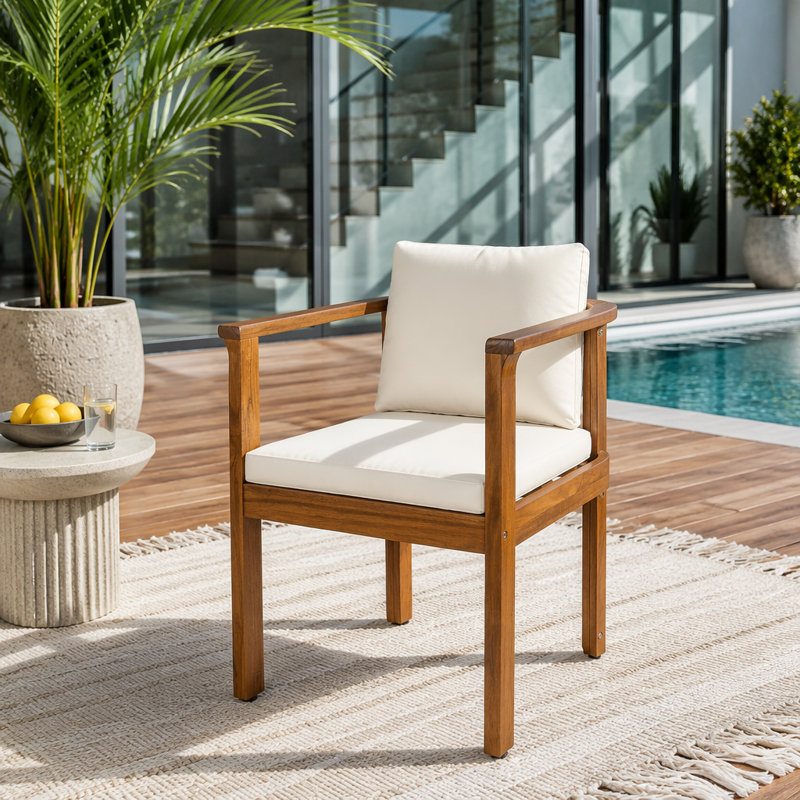 Ensemble de chaises d'extérieur, Crème et teck - 4 pièces