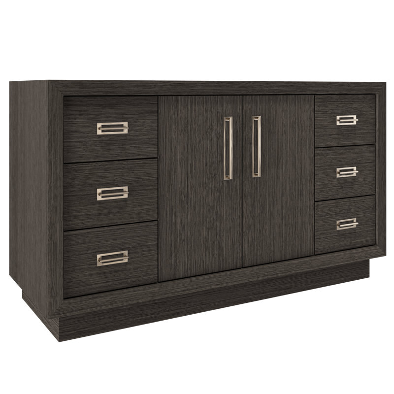 Avalon Single Extra Wide Bath Vanity, 60", Gray Weathered, Satin Nickel