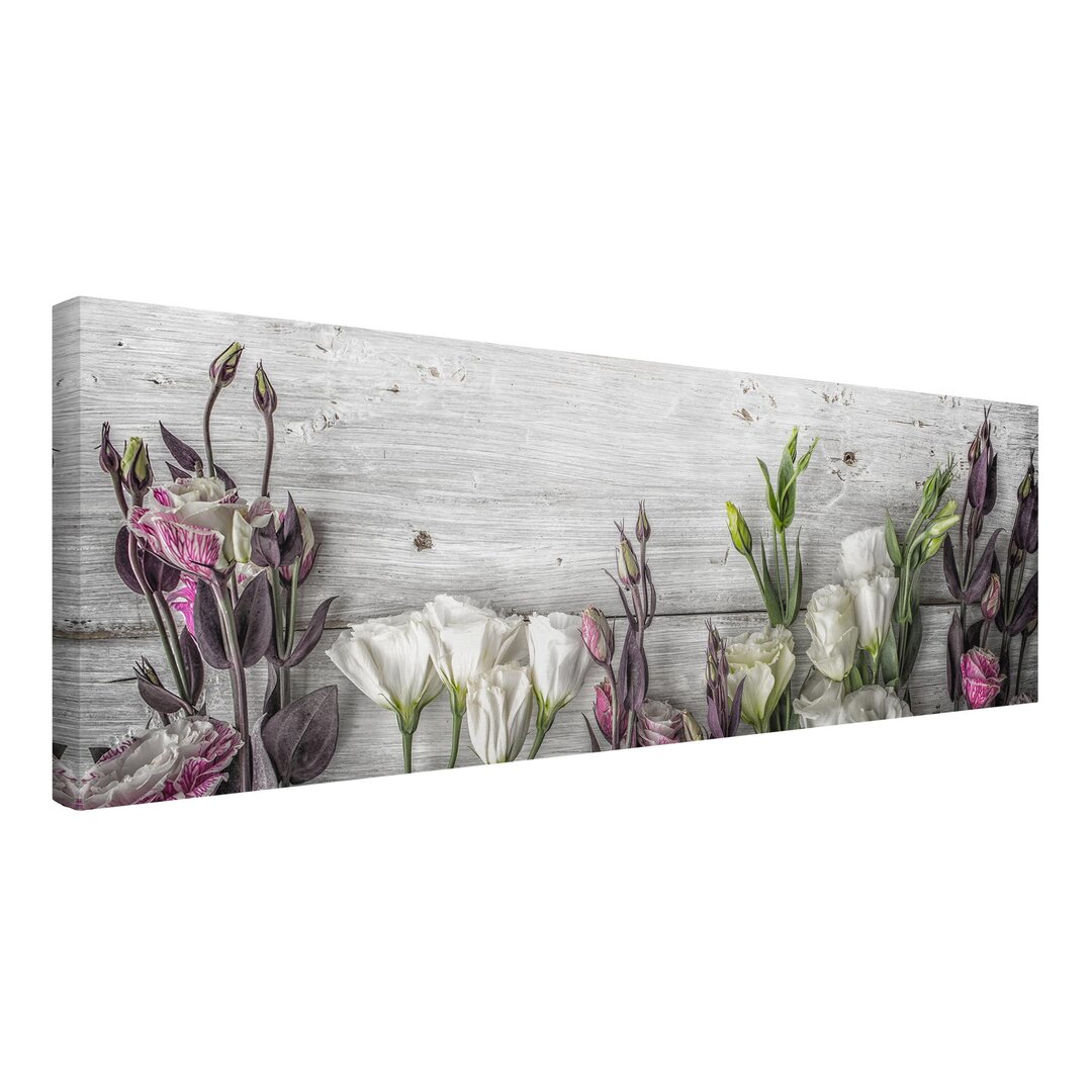 Leinwandbild Tulip-Rose Shabby Wood Look