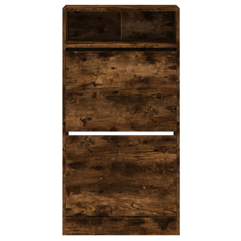 6 Pair Shoe Storage Cabinet, Smoked Oak