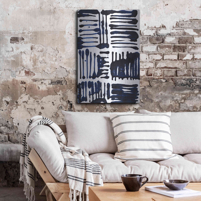 "Indigo Stripes II" par Jodi Fuchs, H 36 po x l 24 po