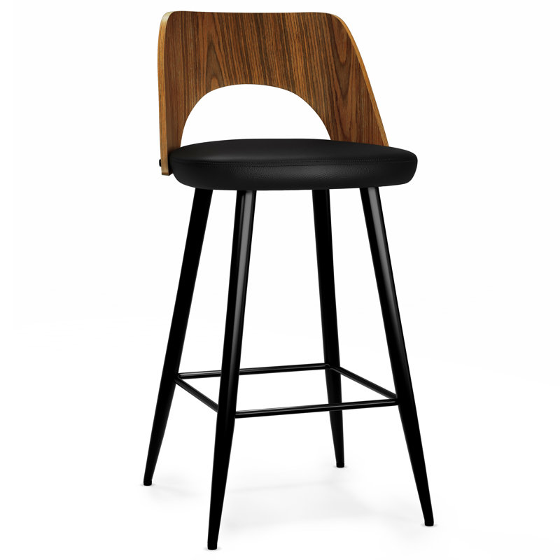 Micah Black Metal and Wood Counter Height Stool Set