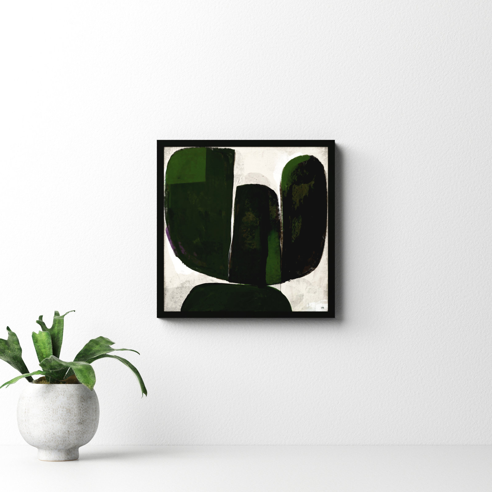 Vanessa "Succulent No. 6" Print, Black, 16" H x 16" W x 1.25" D