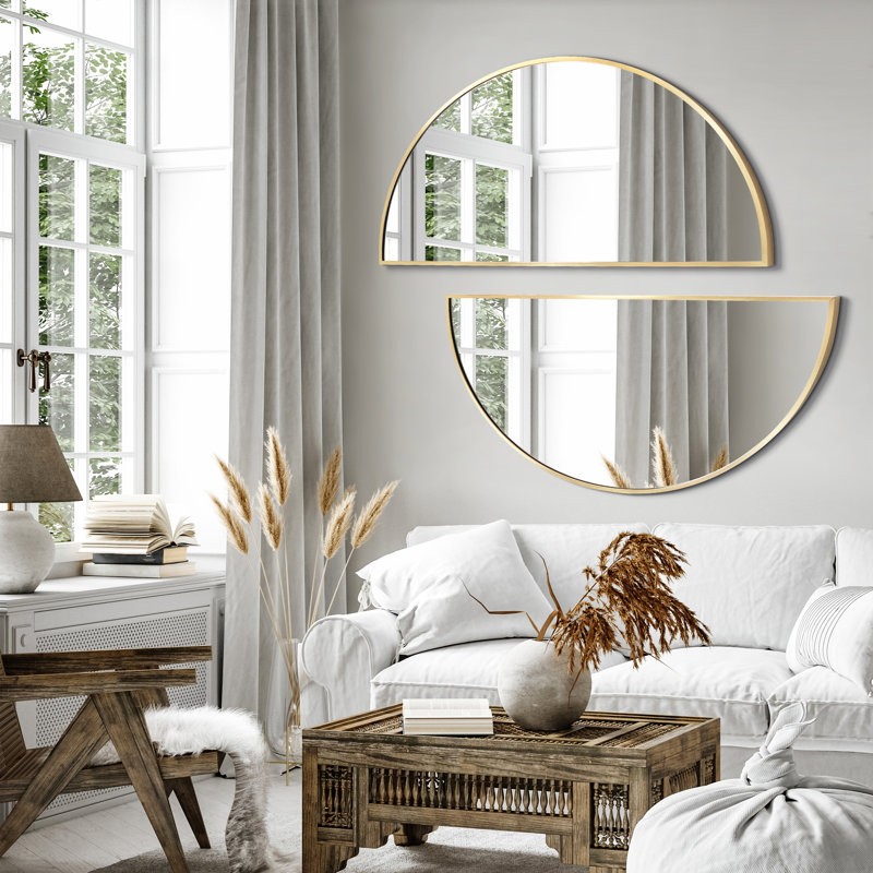 Miroir mural en métal (ensemble de 2), Or, 20 po x 40 po