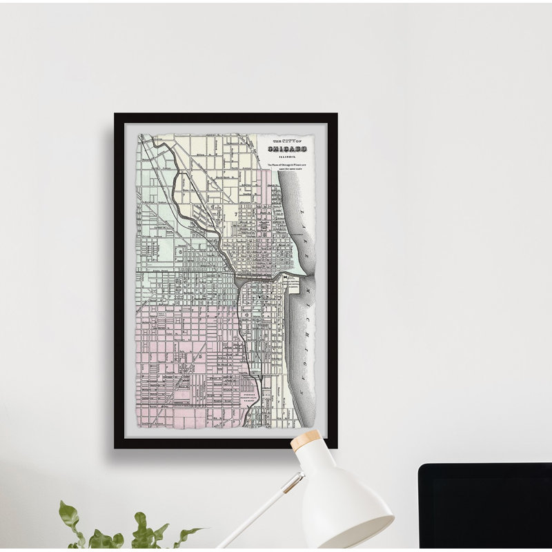 Carte de Chicago VI - impression encadrée, H 24 po x l 16 po x P 1,5 po