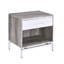 Table de chevet moderne avec tablette ouverte et 1 tiroir, chêne blanc gris
