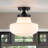 Single-Light Ribbed Milk Glass Flush Mount