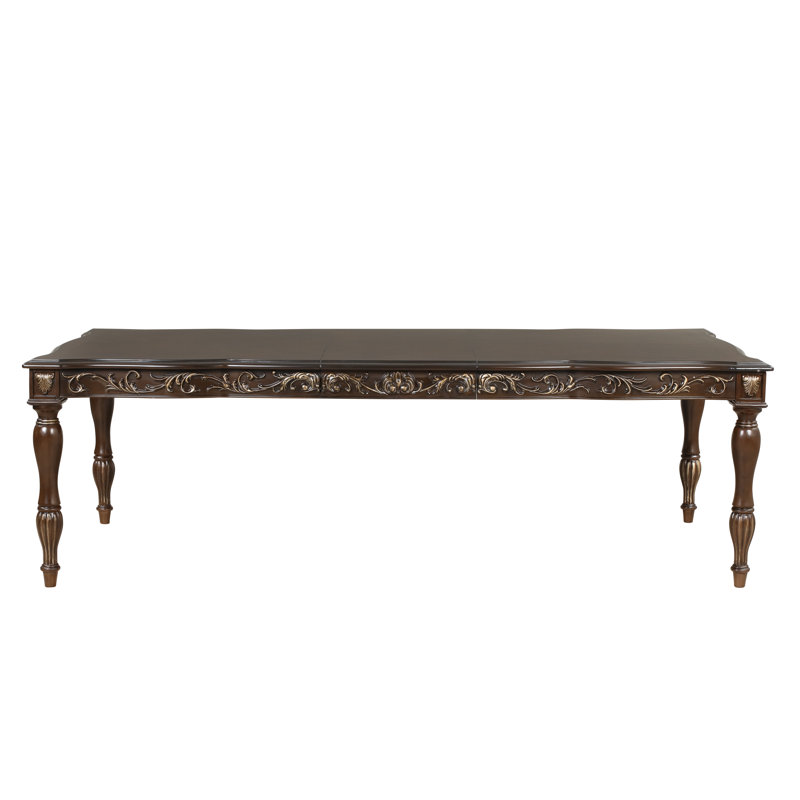 Brown Extendable Rectangular Wood Dining Table with Six Seats