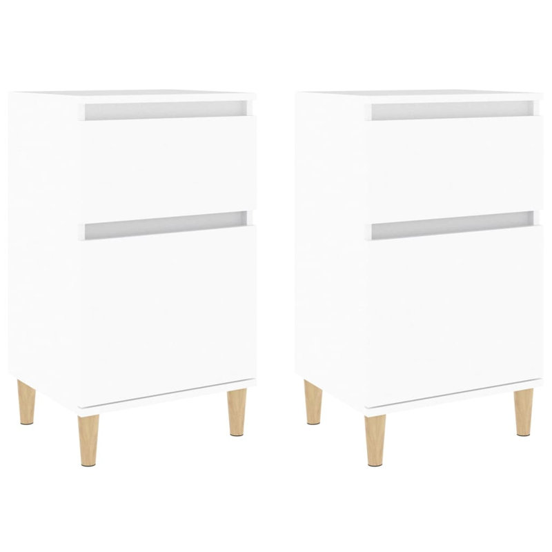 Giesen 40 cm W Bedside Table, White, Set of 2