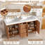 Meuble-lavabo double 59 po avec lavabo en résine SMC, armoire de rangement moderne à poignées cachées avec tablettes en U et tiroirs à fermeture en douceur