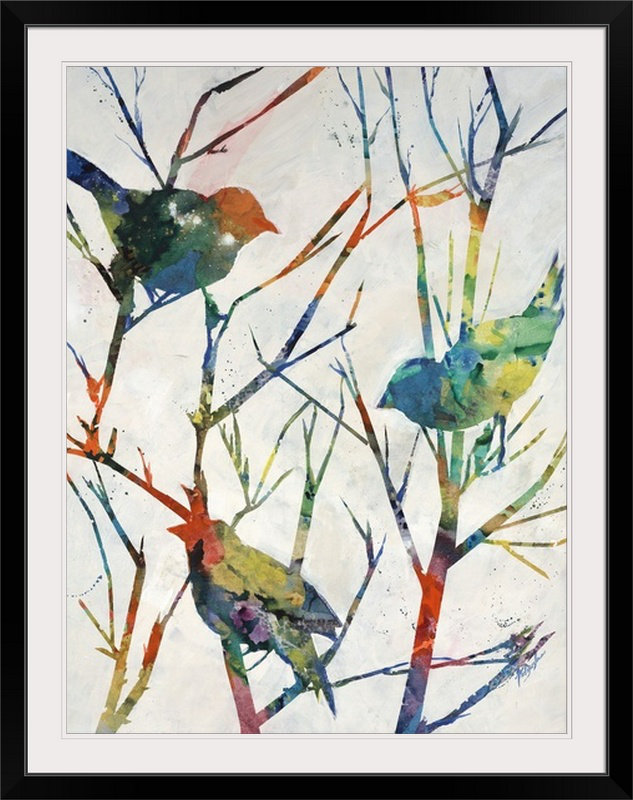 « i » farrell douglass, reproduction d’art Birdsong Shadows, Cadre noir, H 24 po x l 20 po x P 1 po